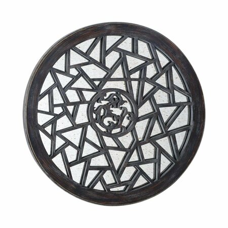 ESCENOGRAFIA 24 in. Isocoles Round Decorative Wood Mirror ES2675331